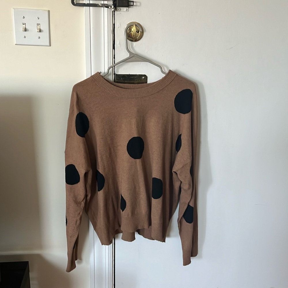 Brown Sweater with black dots
